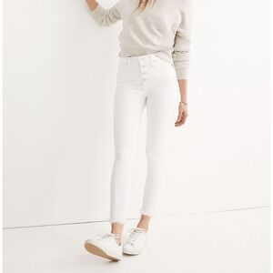 Madewell 10" High Rise Skinny Crop Jeans Womens White Button-Front Size 27 H5893